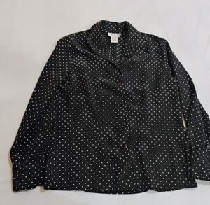 Chic Black Polka Dot Button Down Shirt